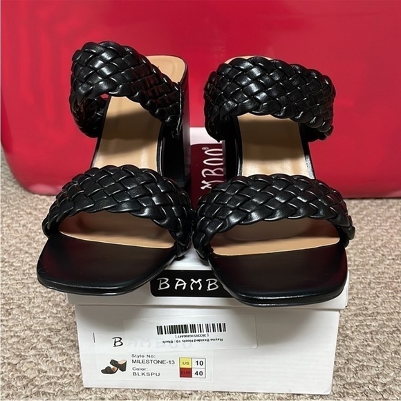 size 10 Bamboo black block heel sandals - Picture 2 of 5
